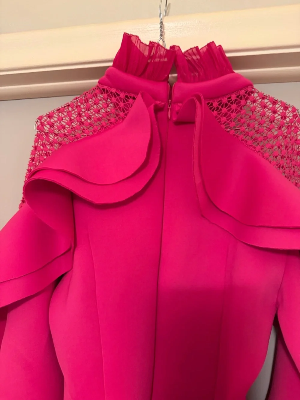 Bold Fuchsia Ruffle-Sleeve Women's Top - Picture 5 of 5